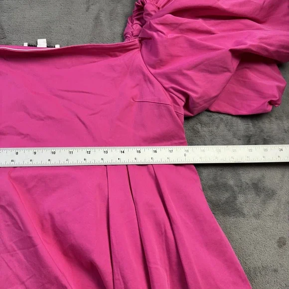 Peter‎ Som Dress Womens 14 Babydoll Pink Puff Sleeve Knee Length Chic Feminine - Picture 4 of 13
